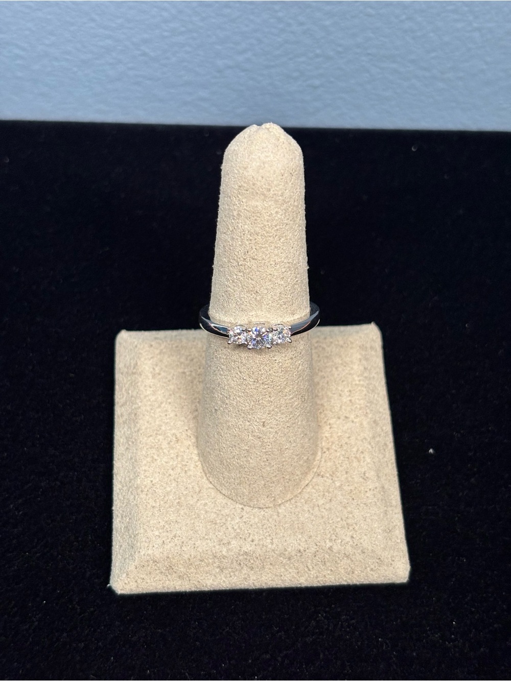 925 Sterling Silver Three-Stone Moissanite  Ring  (Size 8)
